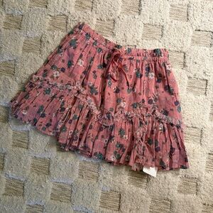 LoveShackFancy Becca Floral Ruffle Mini Skirt